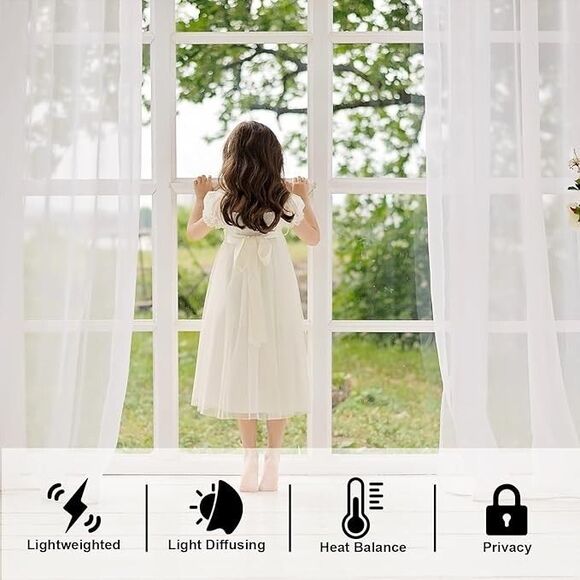 Loyolady Royal Blue Sheer Curtain Drape 100" x 102"L New - Picture 5 of 6